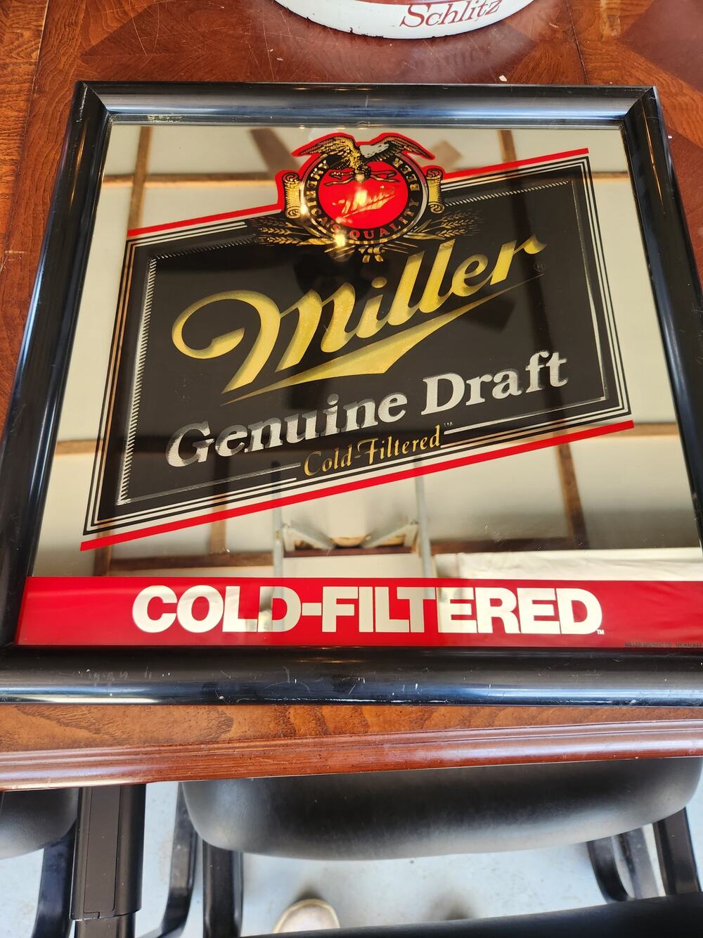 Vintage Miller Genuine Draft Cold Filtered Bar Mirror Sign Breweriana 16x16